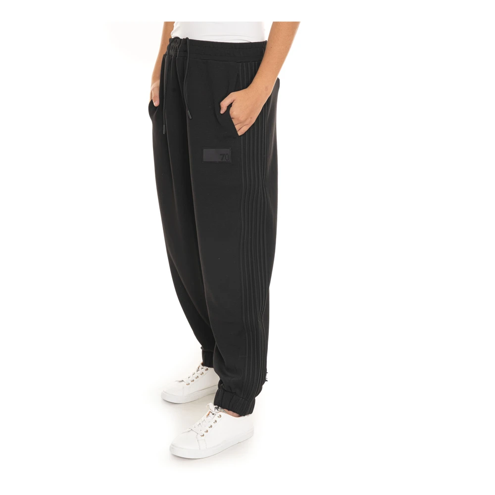 Emporio Armani EA7 Gestreepte Zijzak Overalls Broek Black Dames