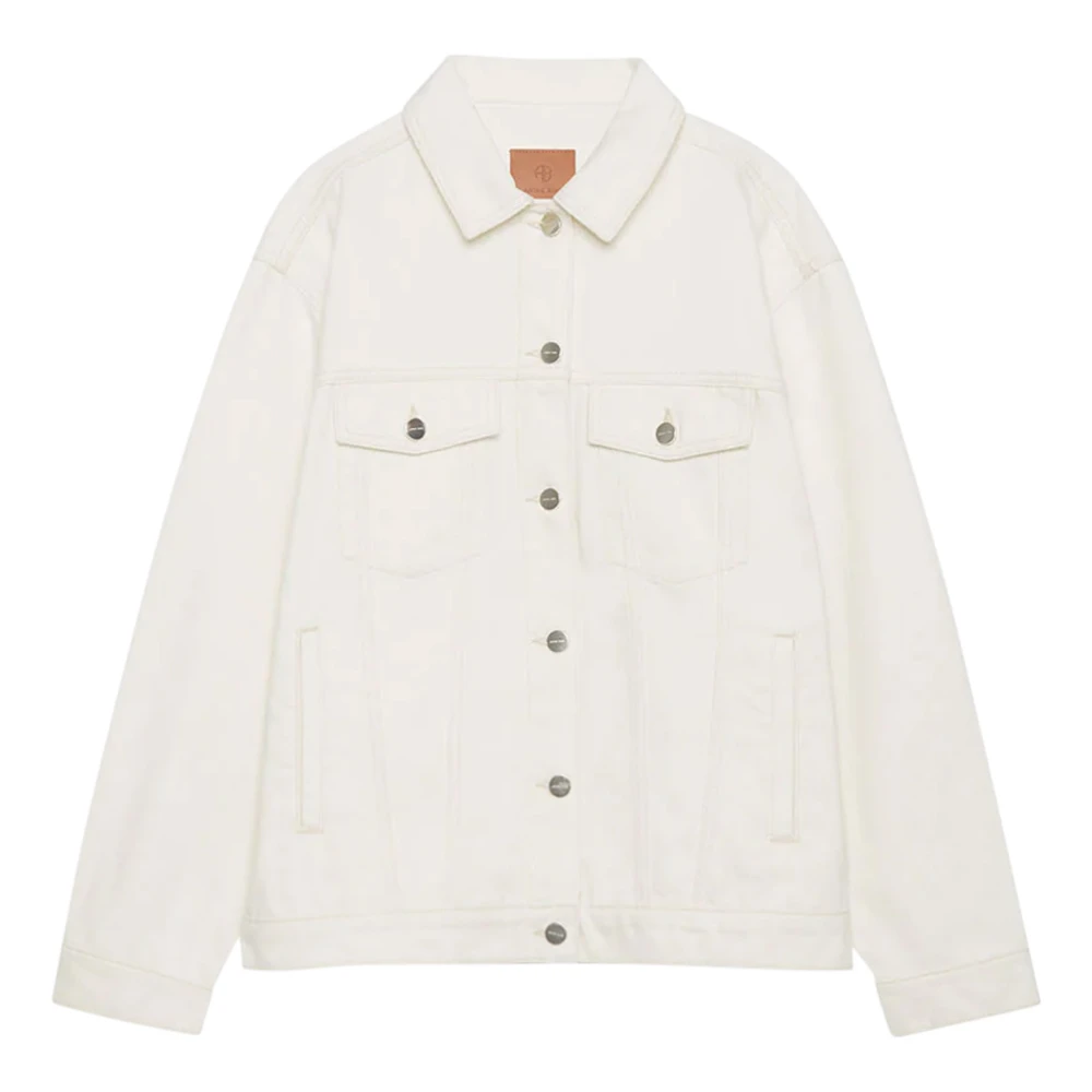 Anine Bing Women's White Denim Jackets, S, Jackets Beige