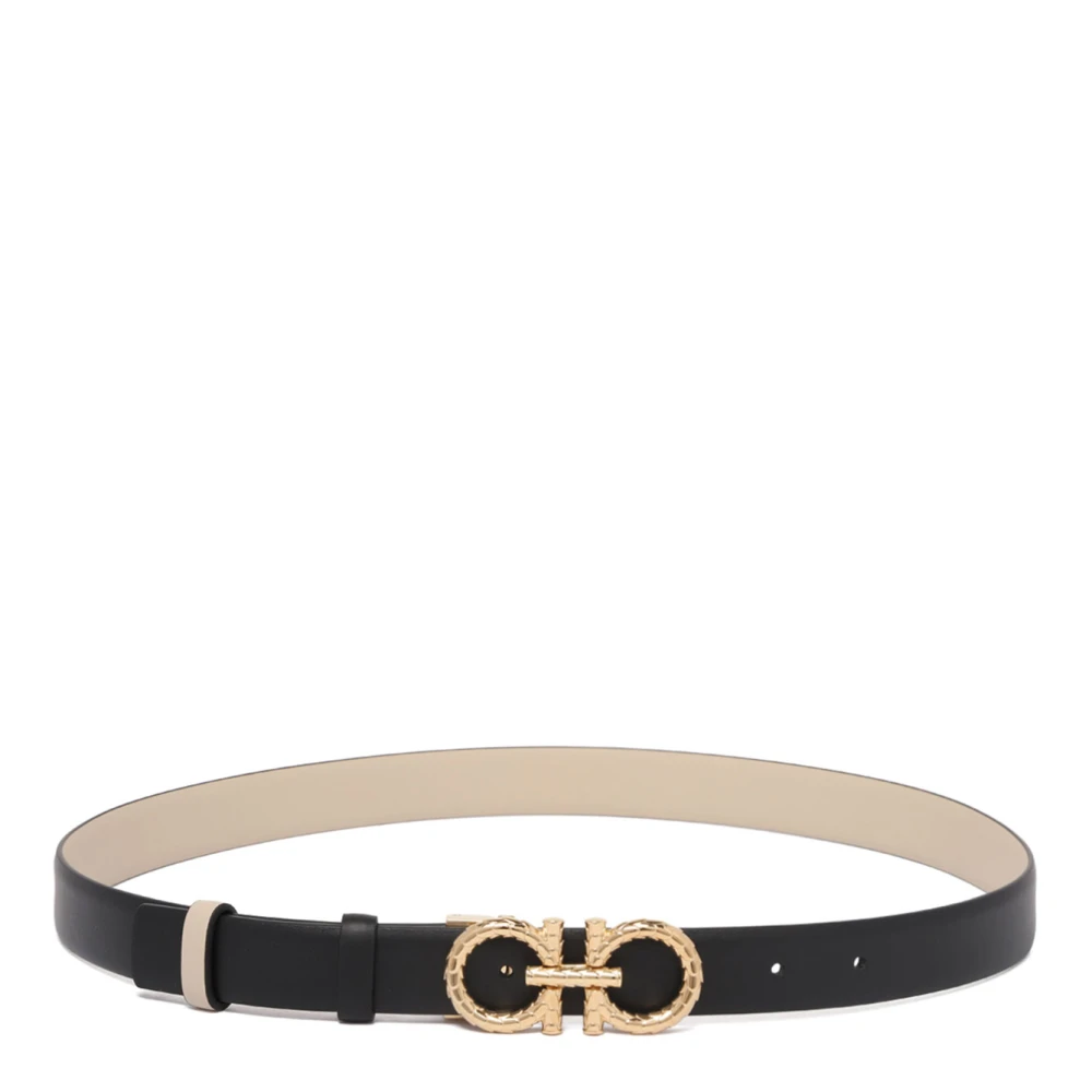 Ferragamo Women's Black Reversible Gancini Buckle Belt Medium