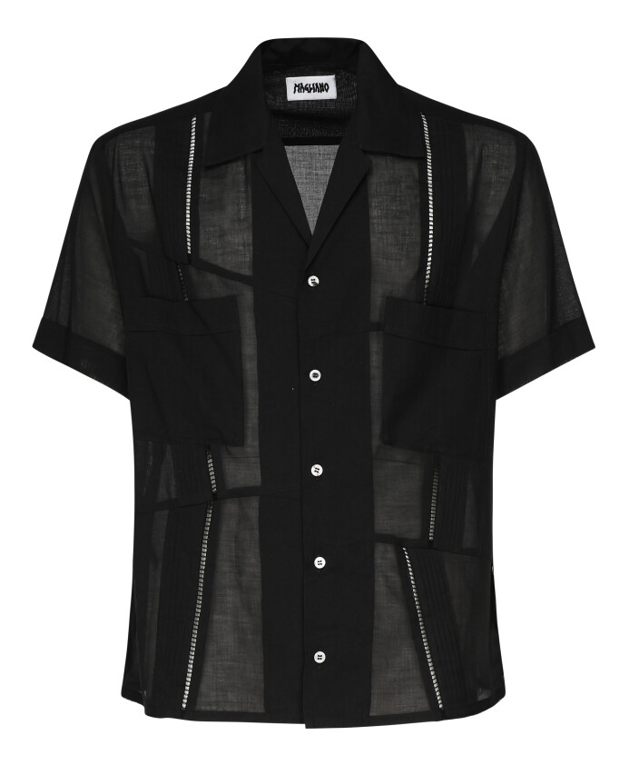 chemise-noire-col-cubain-patchwork