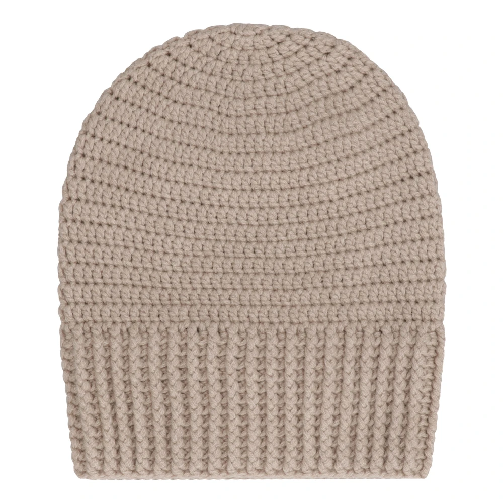 Malo Kasjmier Gehaakte Gebreide Muts Beige Dames