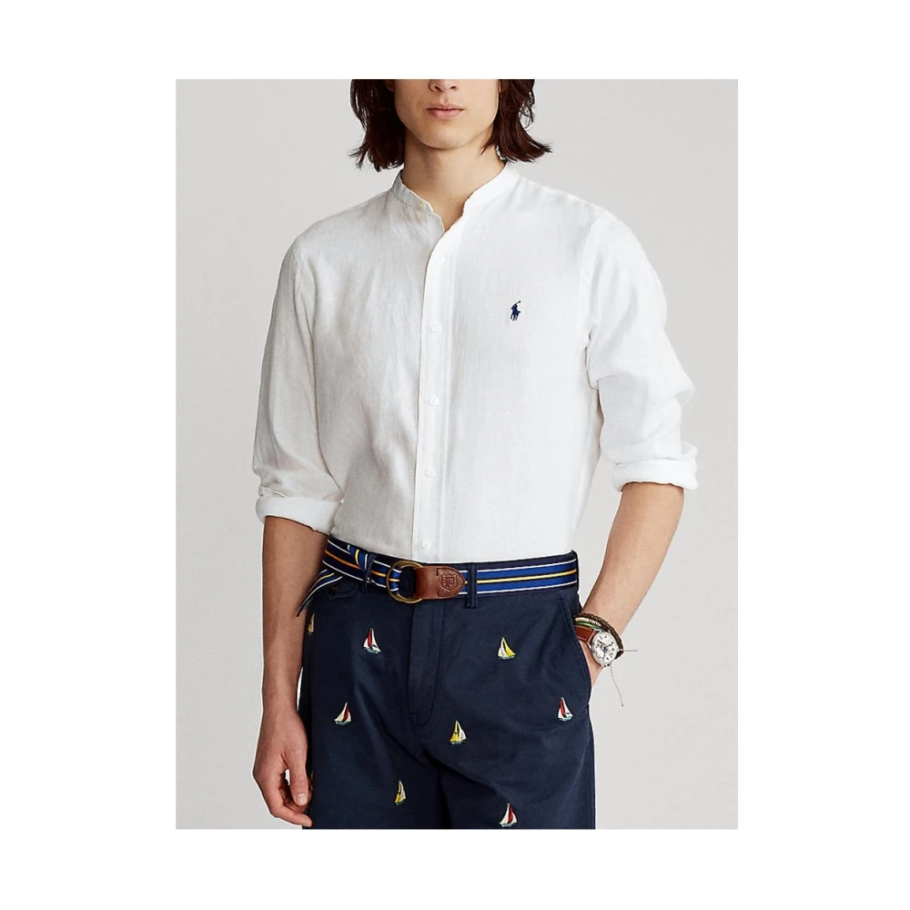 Ralph Lauren Wit Linnen Overhemd met Knoopsluiting White Heren