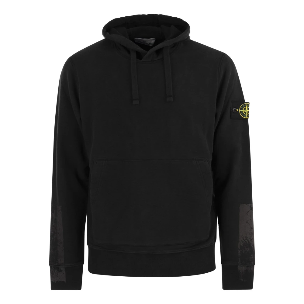 Stone Island Katoenen hoodie met relaxte pasvorm en logo-applicatie Black Heren
