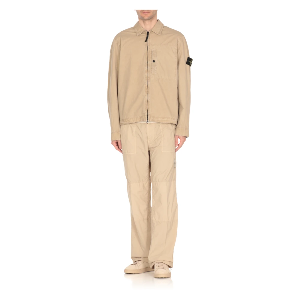 Stone Island Beige Katoenen Overhemd met Kraag Beige Heren