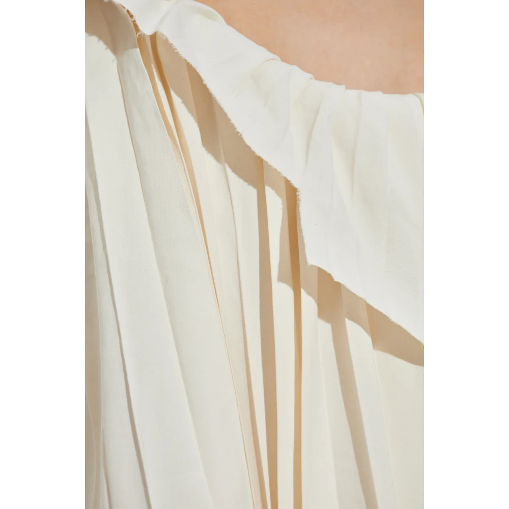 alexander mcqueen Geplooide off-shoulder jurk Beige Dames