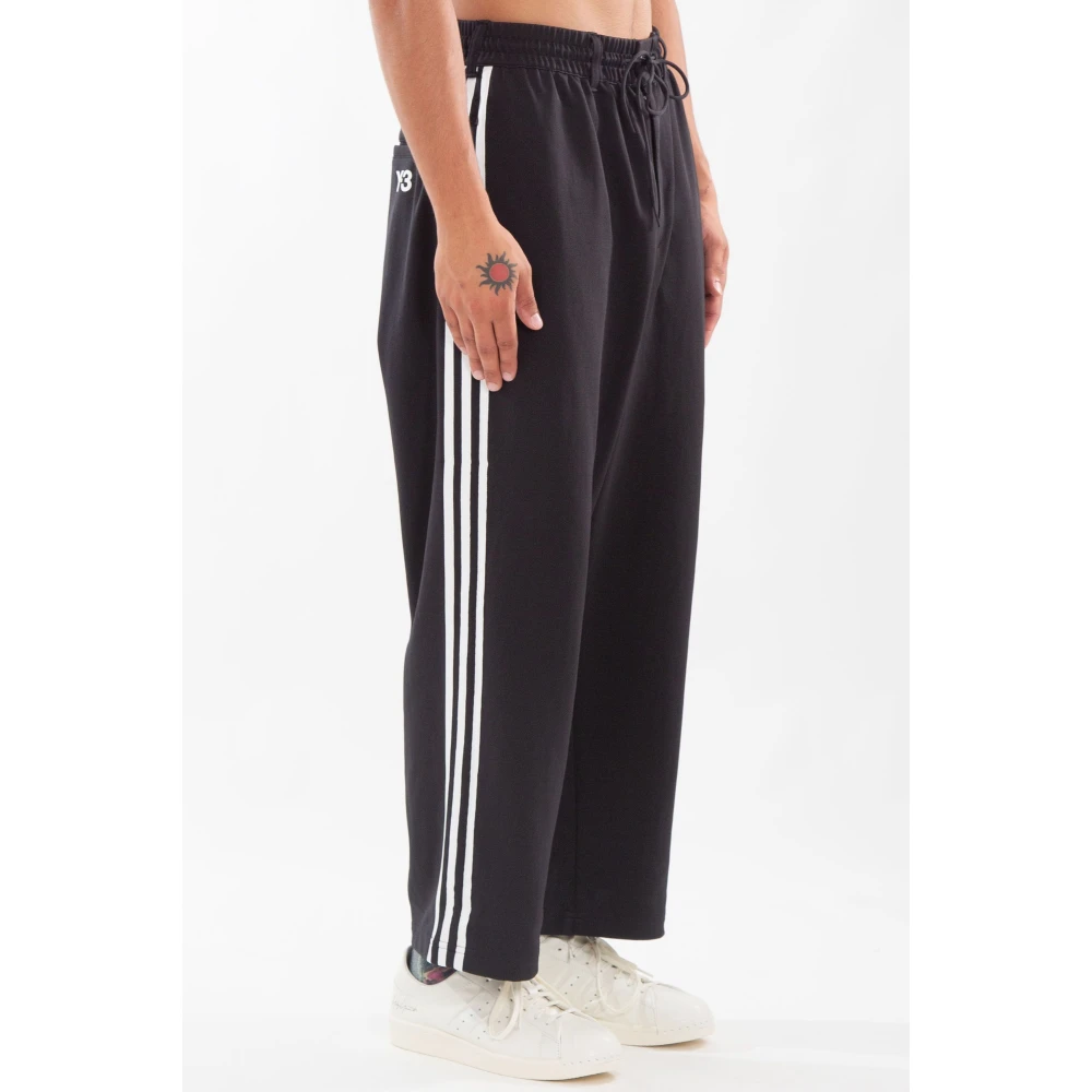 Y-3 Zwarte losse trackpants met 3 strepen Black Heren