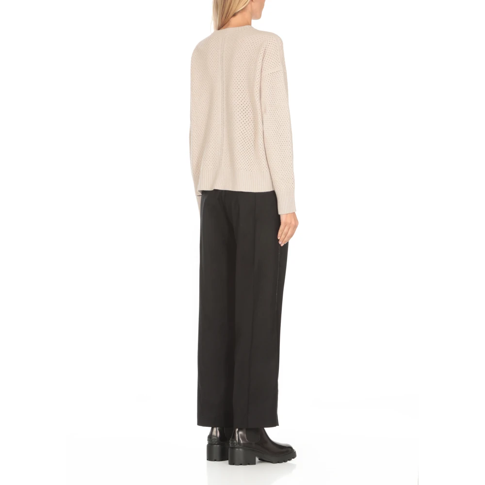 Fabiana Filippi Beige Wol Zijde Crewneck Sweater Beige Dames