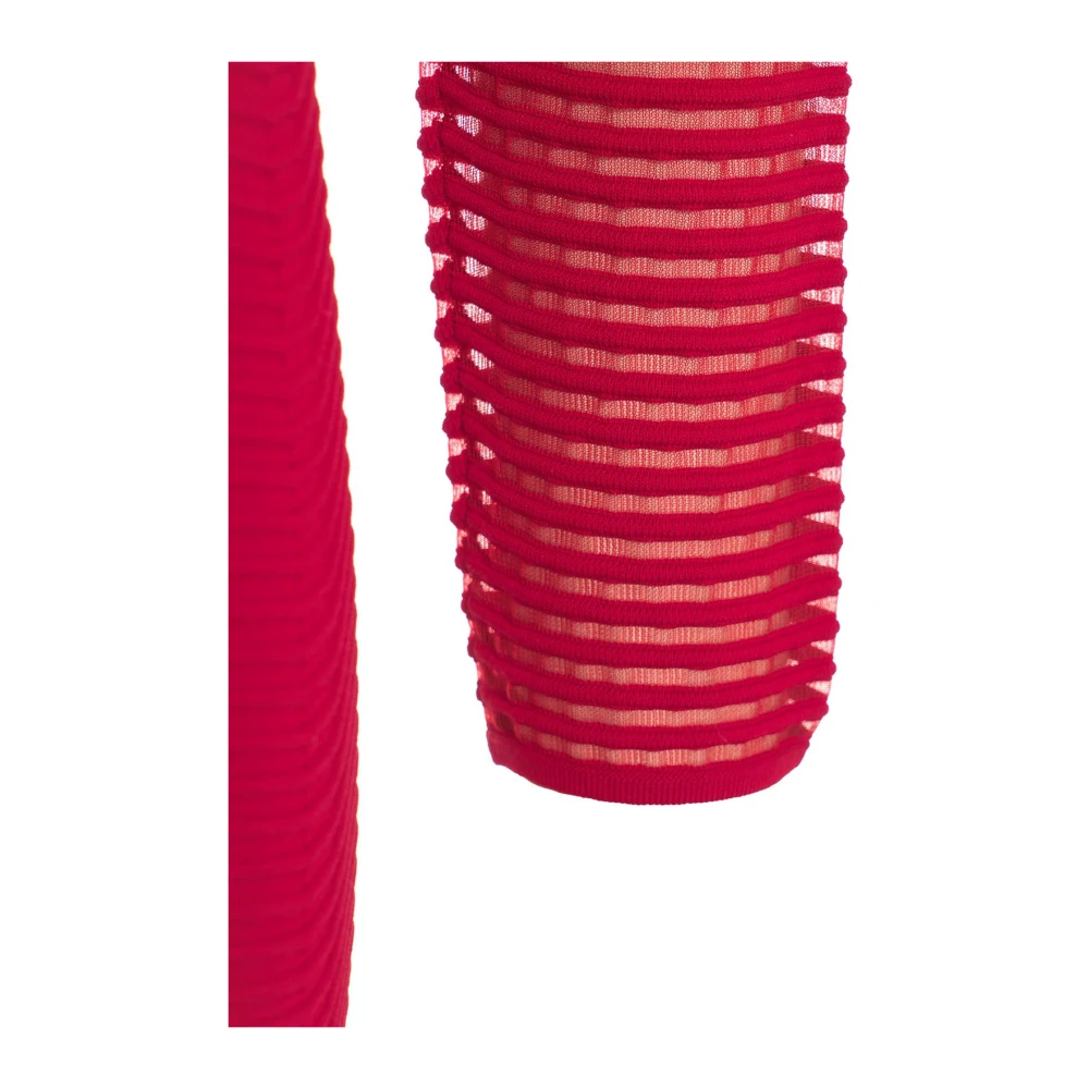 Elisabetta Franchi Viscose jurk met Chevron Motif Red Dames