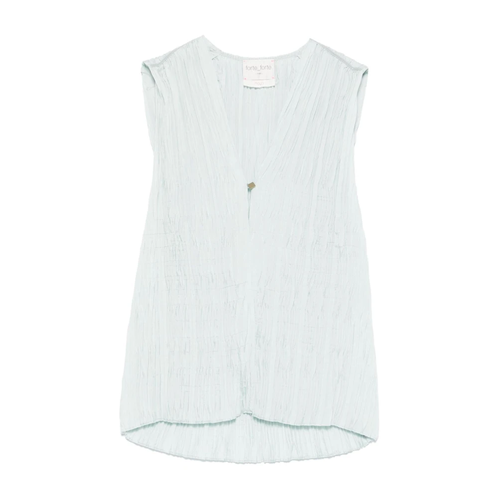 Forte Blauwe mouwloze top met V-hals Blue Dames