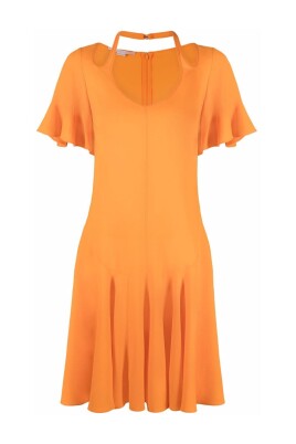 orange-silkeblanding-flared-v-hals-kjole
