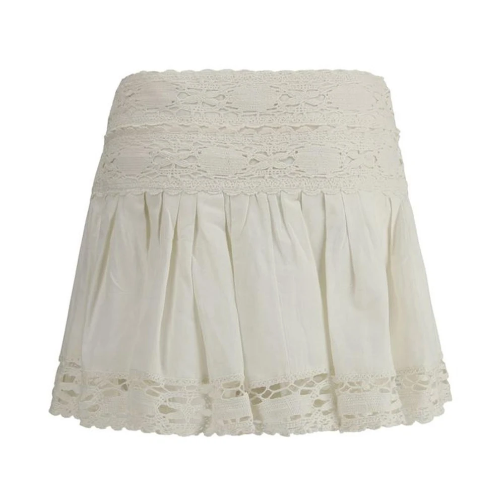 Isabel Marant Étoile Gerende Minirok met Kant en Zijrits White Dames