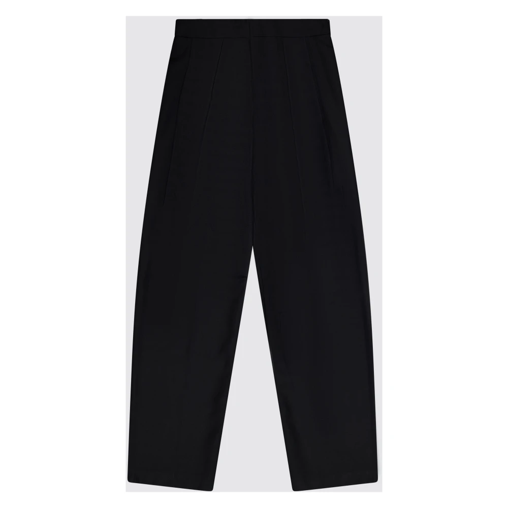 Laneus Klassieke Wijde Pijp Wollen Broek Black Dames