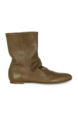Flata gröna khaki-ankelstövlar