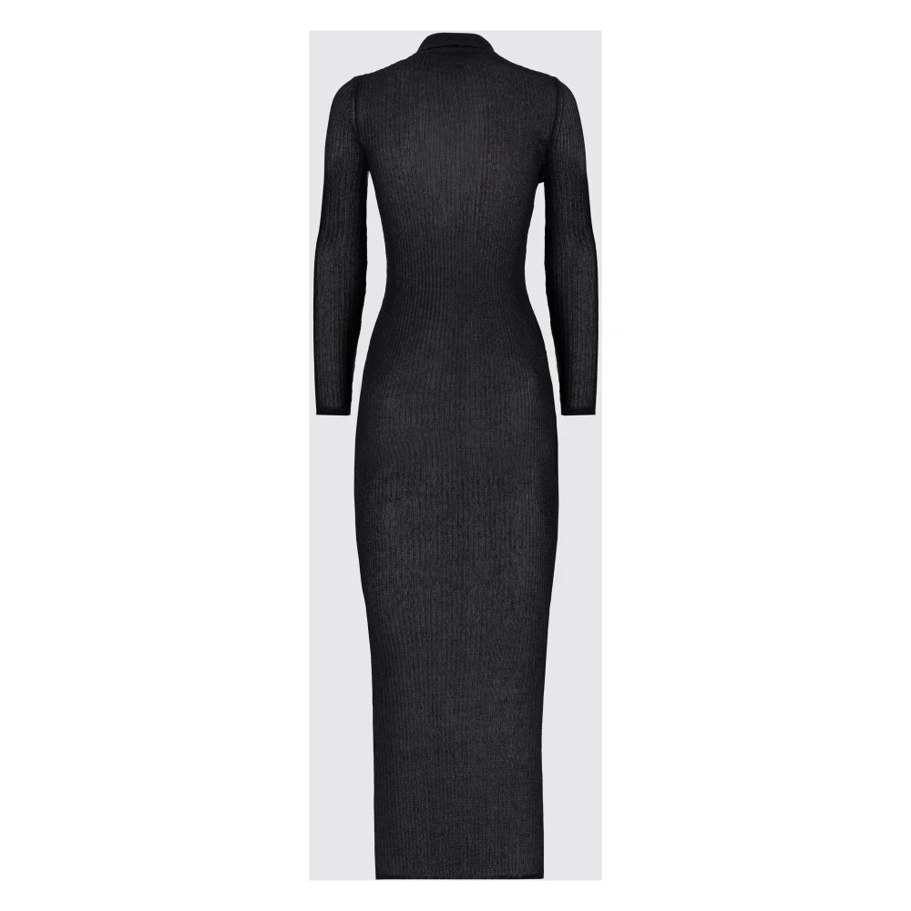 Laneus Lange Jurk Polo In Lurex Black Dames