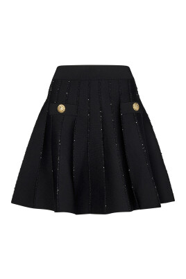 jupe-mini-noire-a-rayures-scintillantes-evasee