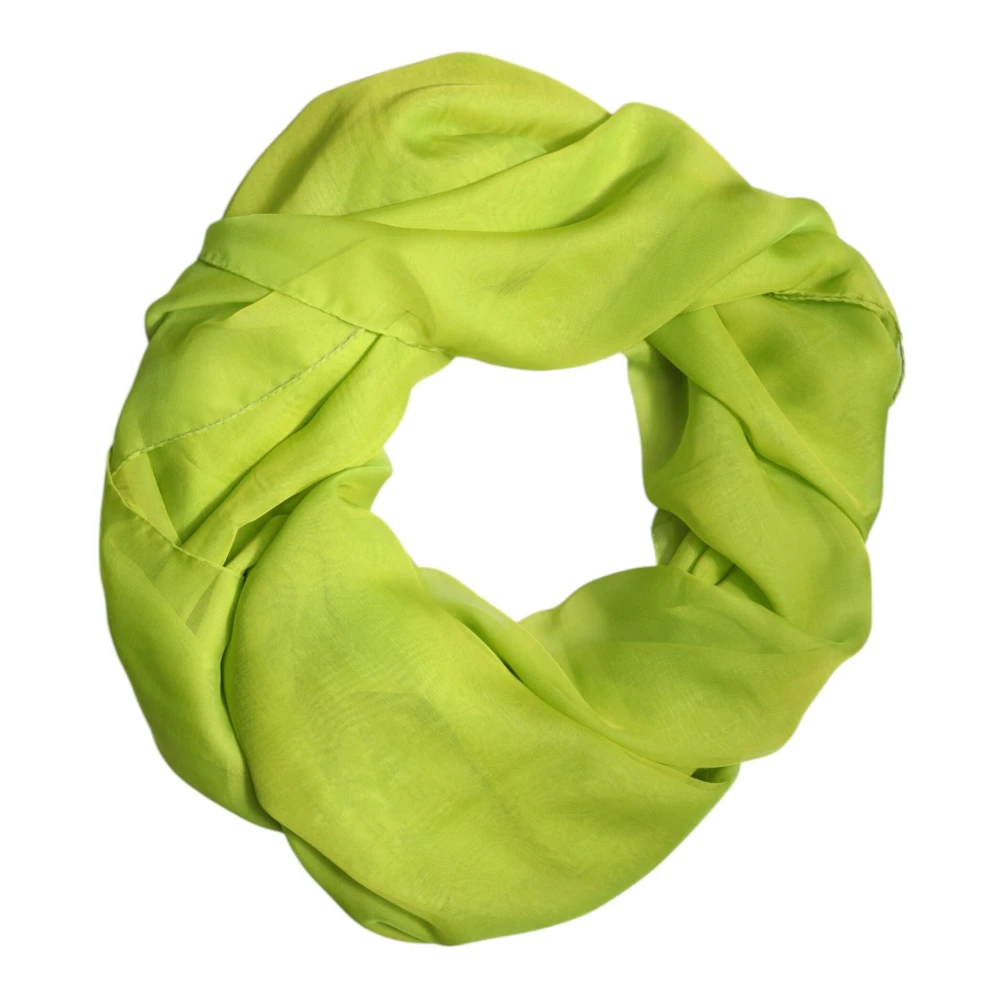 Dolce & Gabbana Women's Lime Silk Scarf Green Accessory - Image 4