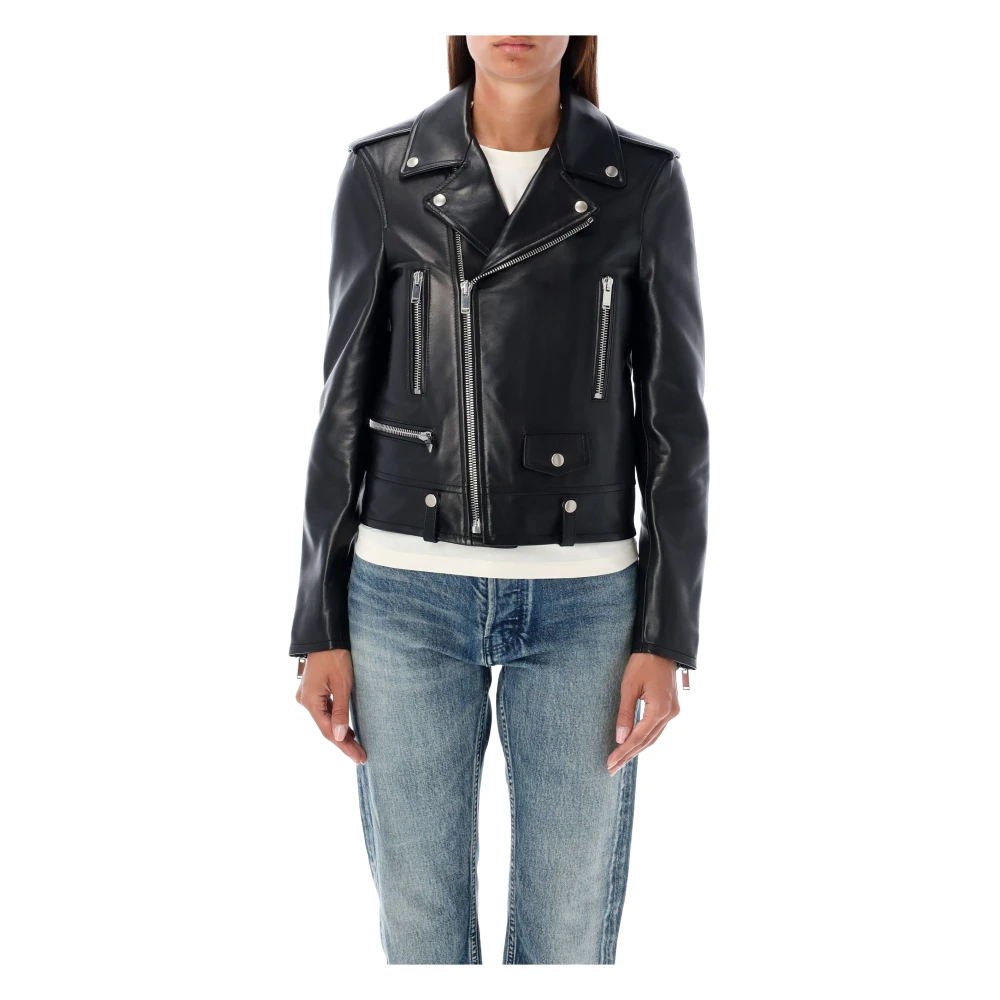 Saint Laurent Zwarte Klassieke Motor Biker Jas Black Dames