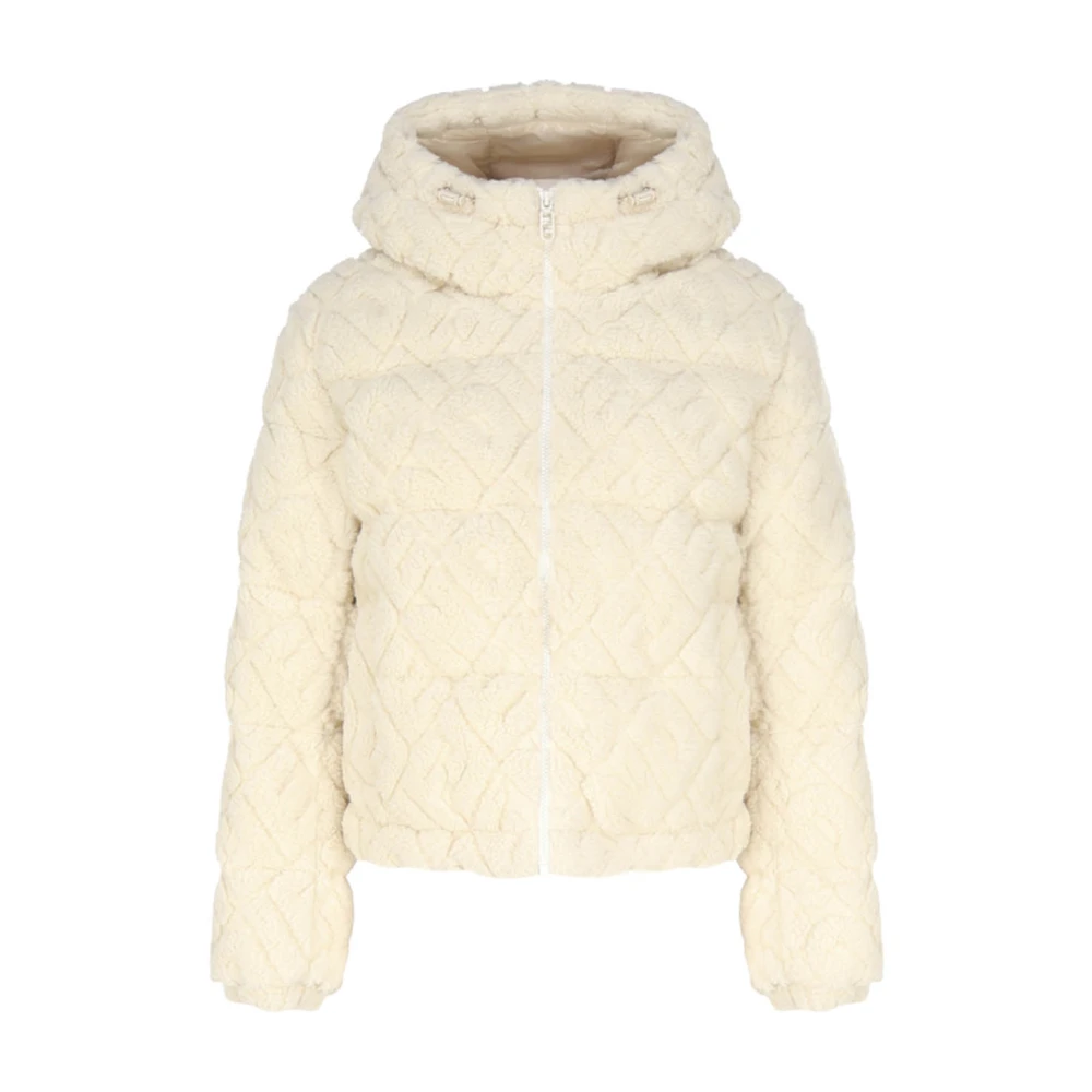 Fendi Logo FF Wol Alpaca Jas White Dames