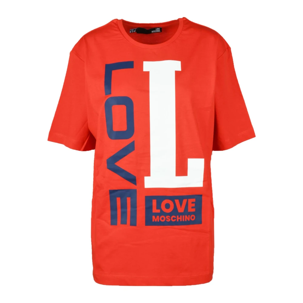 Love Moschino Katoenen T-shirt met Stijlvol Ontwerp Red Dames