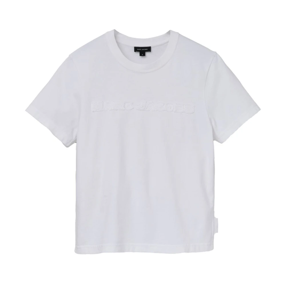 Marc Jacobs Wit Logo Katoenen T-shirt Ronde Hals White Dames