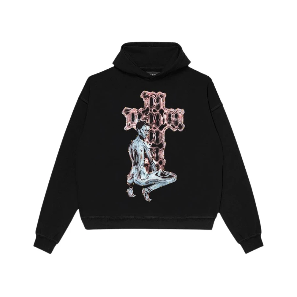 Misbhv Zwarte Rager Hoodie met Kristalapplicatie Black Heren