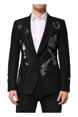 Svart Bi Krona Smyckad Blazer