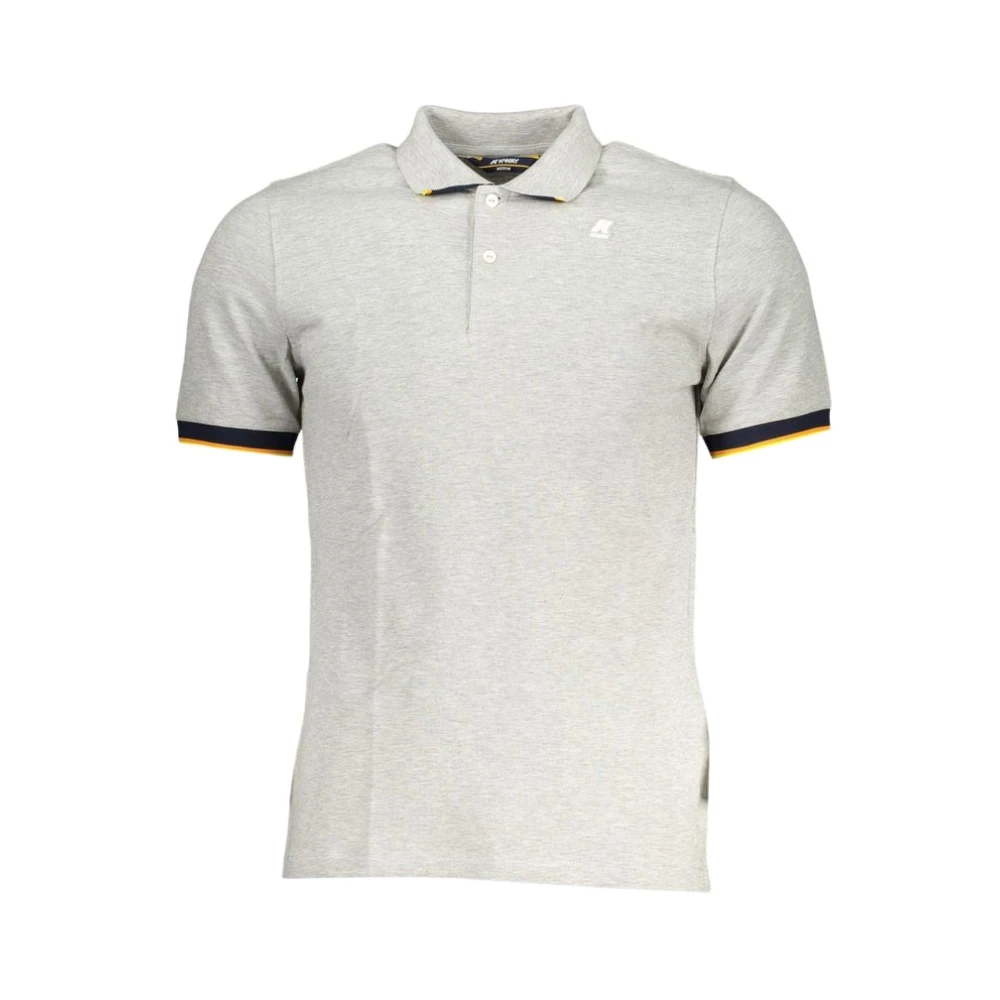 K-Way Men's Gray Cotton Polo Shirt With Contrast Details