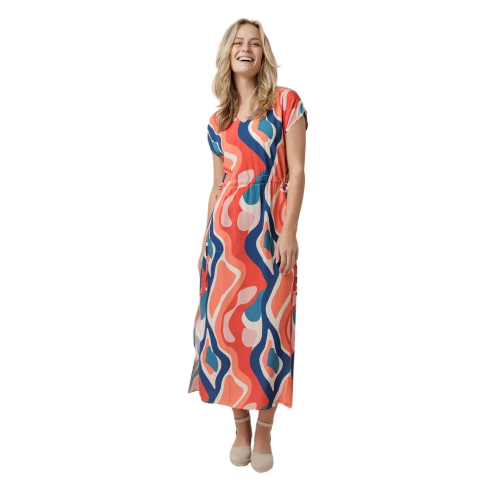 La Fée Maraboutée Zomer V-hals Jurk met Print Multicolor Dames