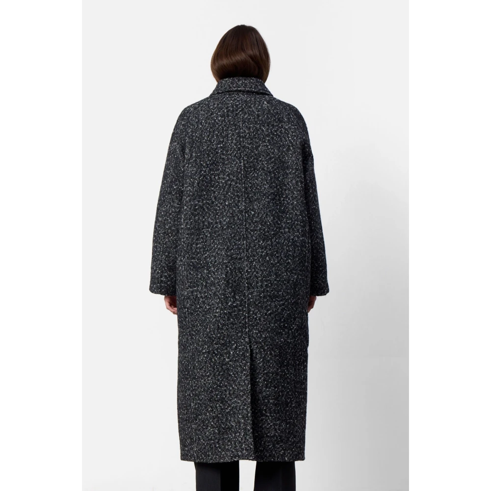 Levete Room Zwart Combi Wollen Jas Black Dames