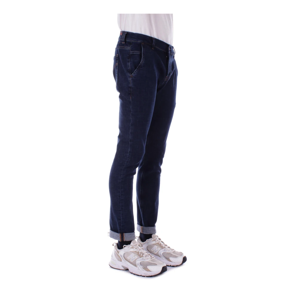Dondup Slim Fit Denim Jeans met Logo Blue Heren
