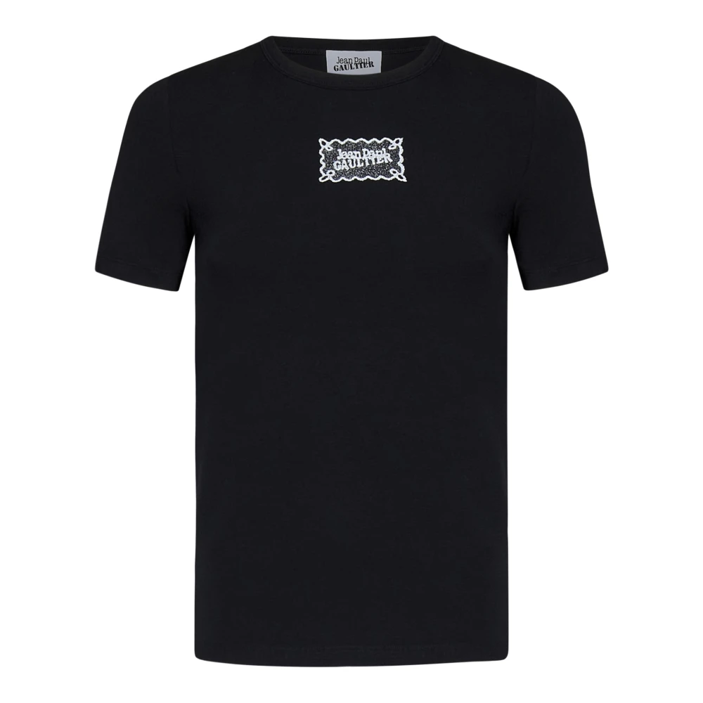 Jean Paul Gaultier Zwarte Crewneck T-shirt met Logo Print Black Dames