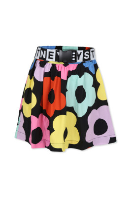 black-floral-print-casual-skirt