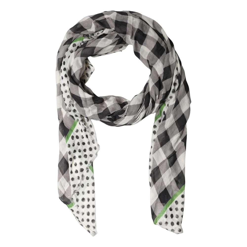 Dolce & Gabbana Black White Napoli Modal Check Shawl Scarf - Image 2