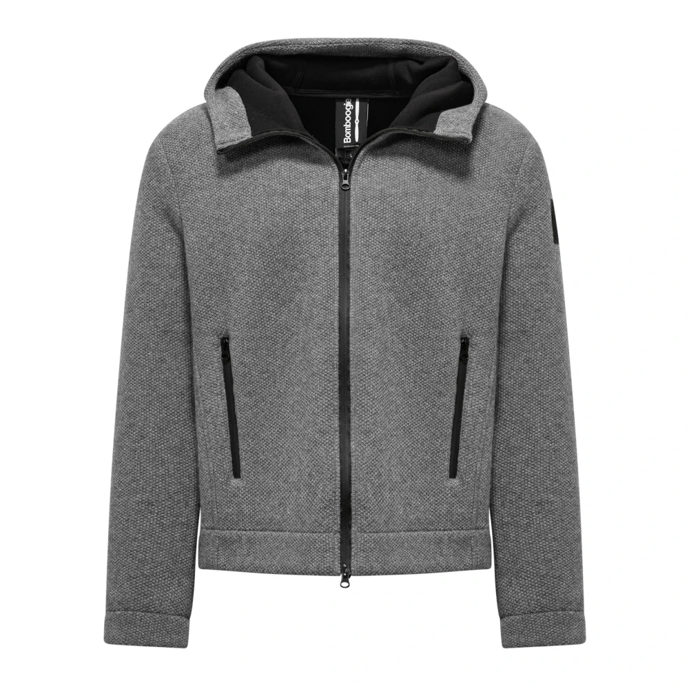BomBoogie Gehaakte wollen jas met capuchon Gray Heren