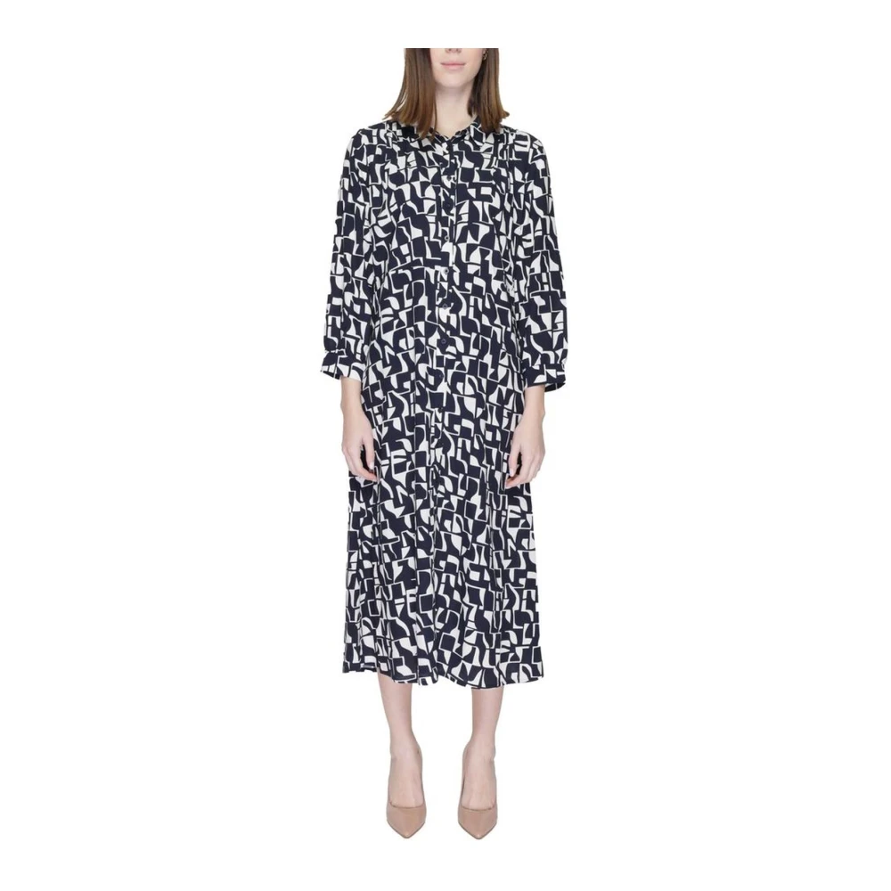 Street One Blauwe Viscose Lange Jurk Damesmode Blue Dames