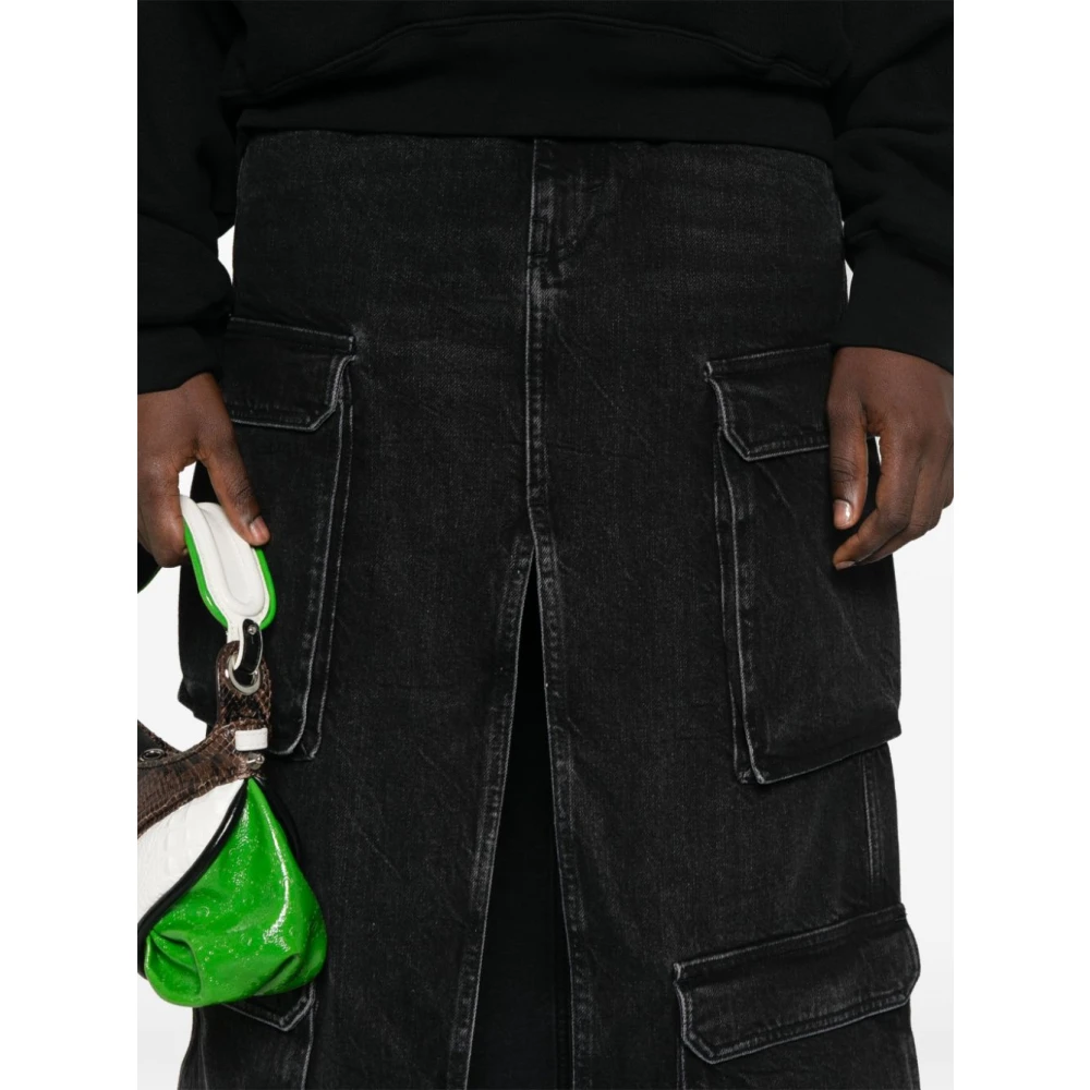 Amish Zwarte Denim Cargo Jeans Black Dames