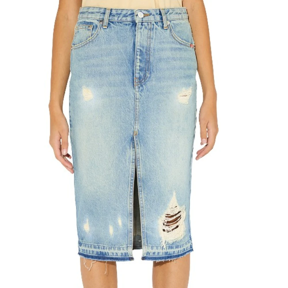 Amish Vrouw Blauw Rokken Dames, W27, Denim, Denim Skirts