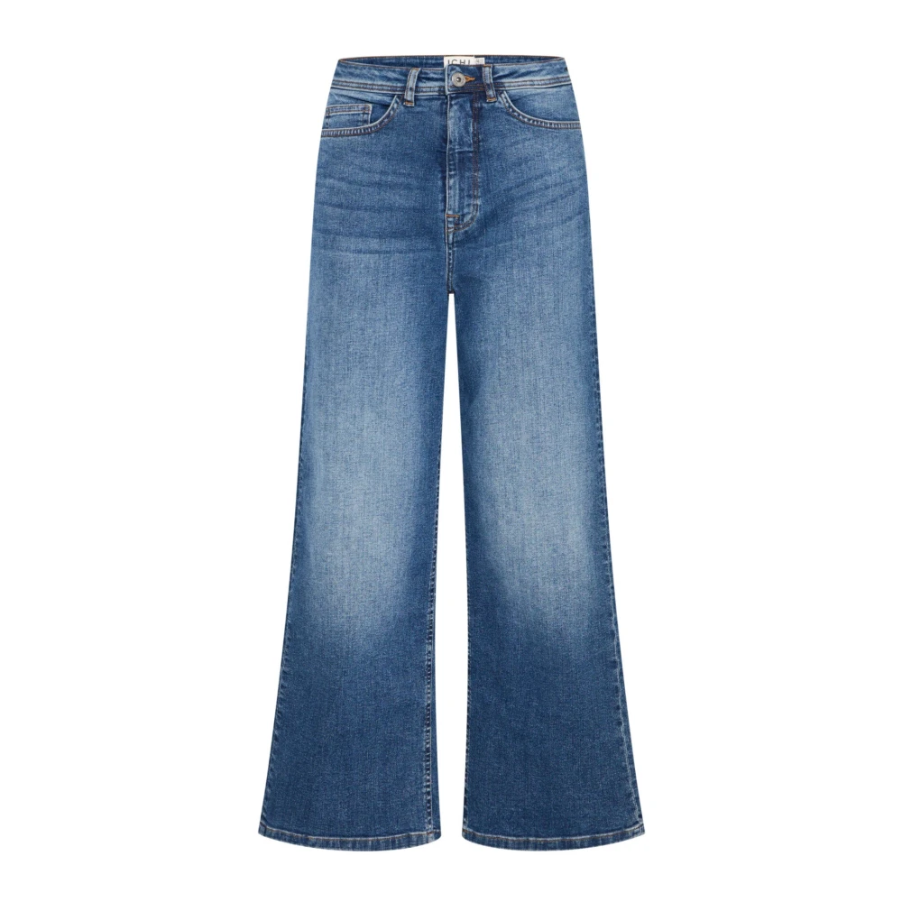 Ichi Women's Blue Cropped High Waist Jeans Medium - Wide Jeans - W28 - Jeans