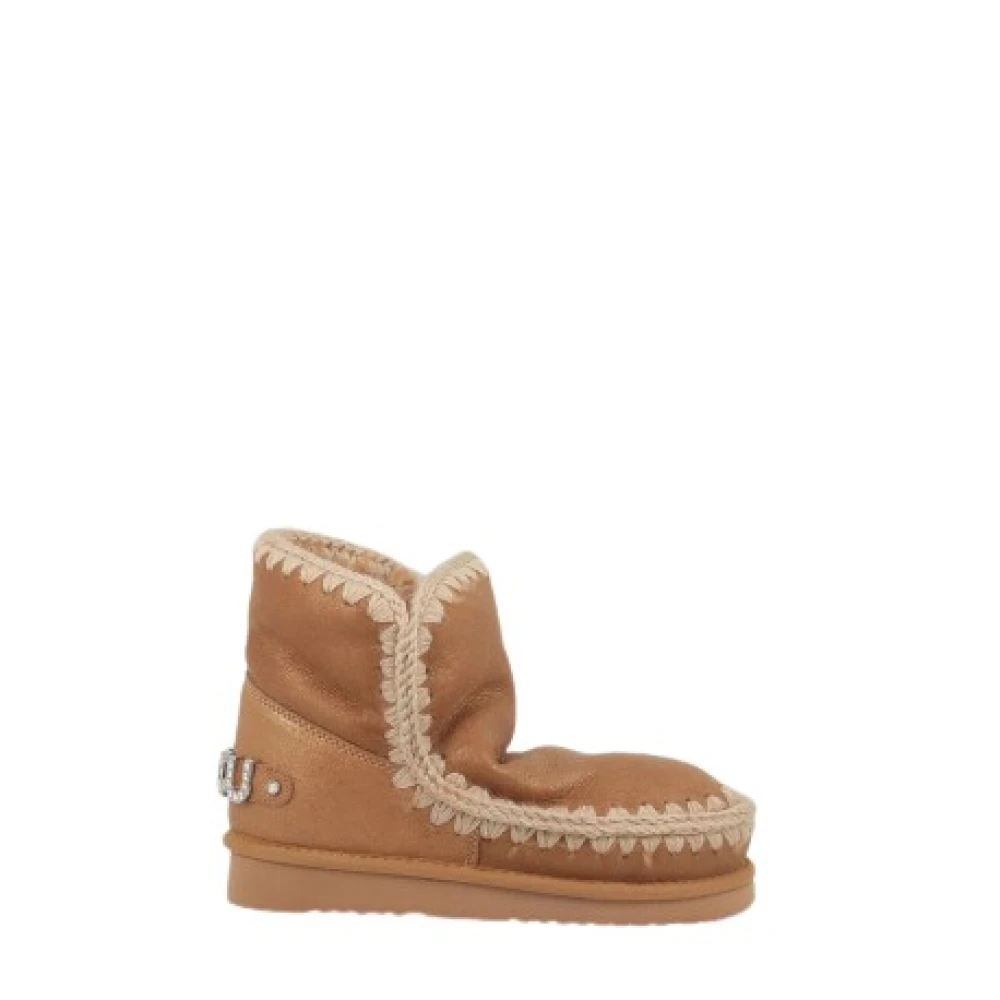 Mou Women's Brown Leather Boots With Rhinestones - Winter Boots - 4 Uk - Shoes