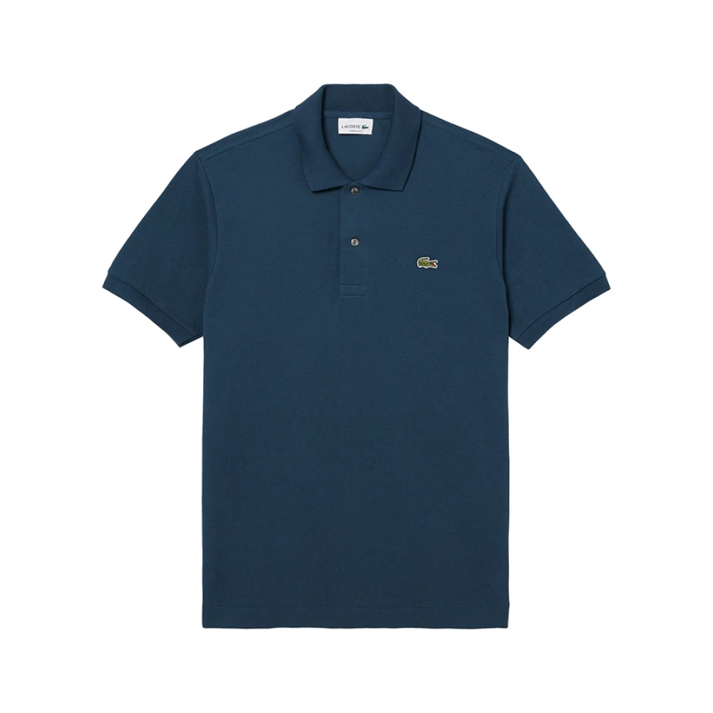 Lacoste Blå Pikétröja Med Minimalistisk Broderad Logga