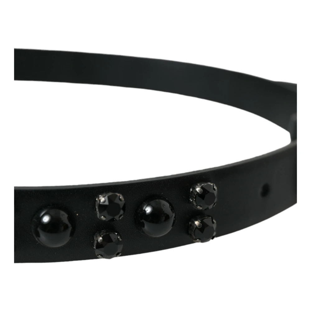 Dolce & Gabbana Gegraveerde Logo Leren Riem Black Dames