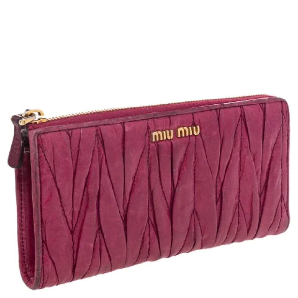 Miu Pre-owned Leather wallets Pink Dames