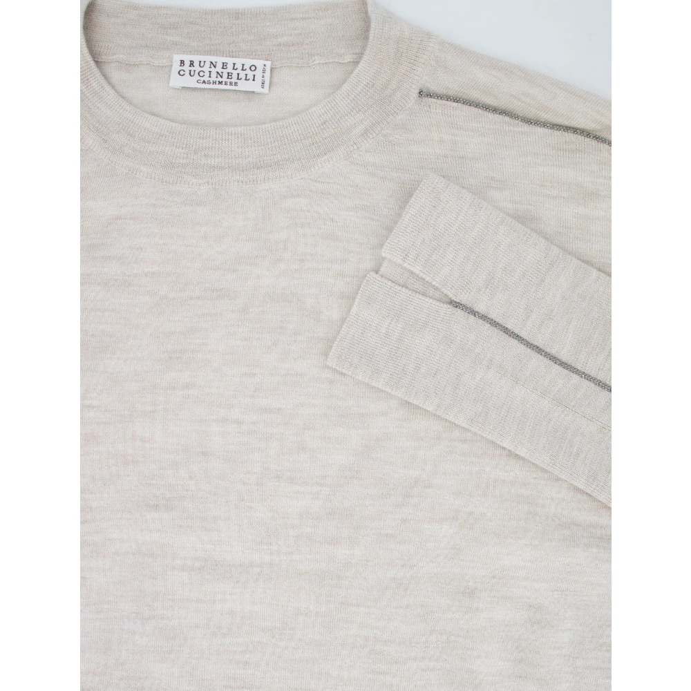BRUNELLO CUCINELLI Kasjmier Zijde Gebreide Trui Beige Dames