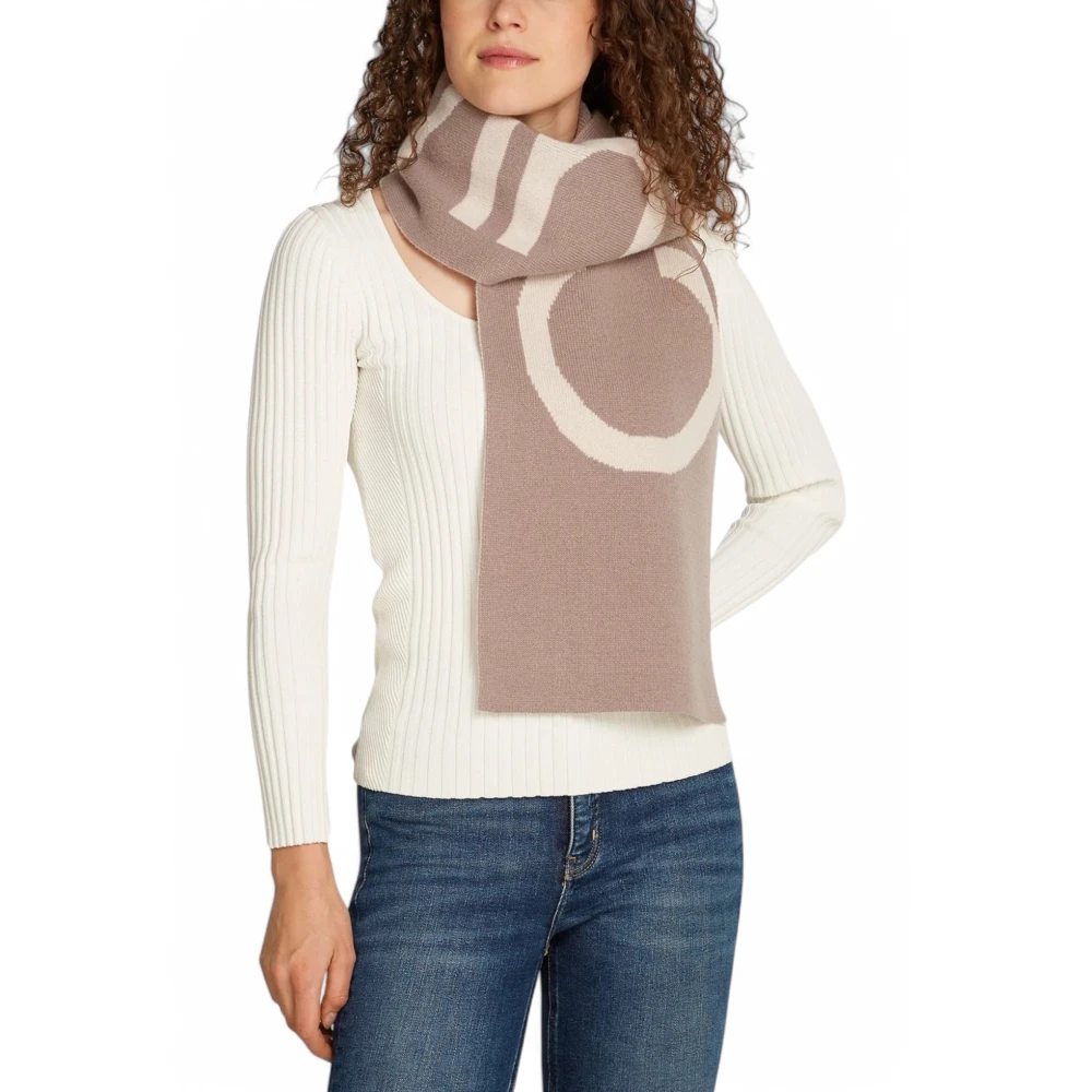 Calvin Klein Luxe Wol Kasjmier Blend Bedrukte Sjaal Beige Dames