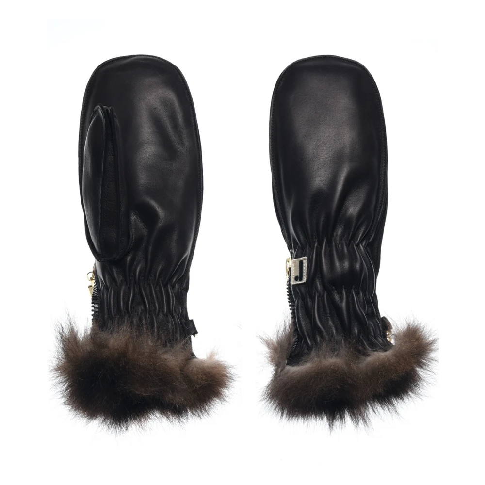 Restelli Guanti Waterafstotende leren handschoenen Black Dames
