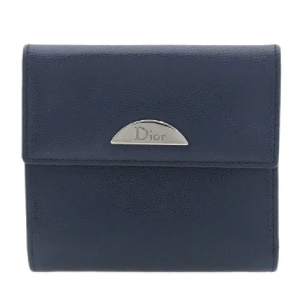 Dior Vintage Pre-owned Leather wallets Blue Dames