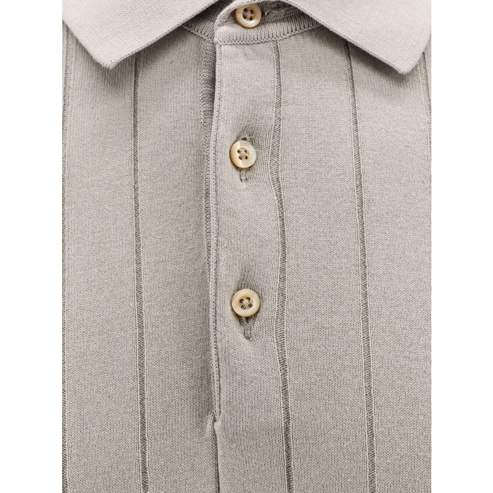 Corneliani Grijze T-shirt met drie knopen Gray Heren