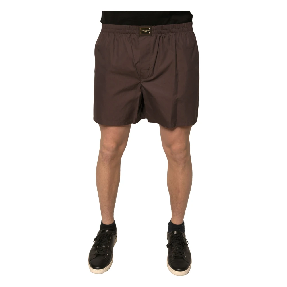 Dolce & Gabbana Men's Brown Casual Shorts, M, Cotton Blend Mid Waist Shorts