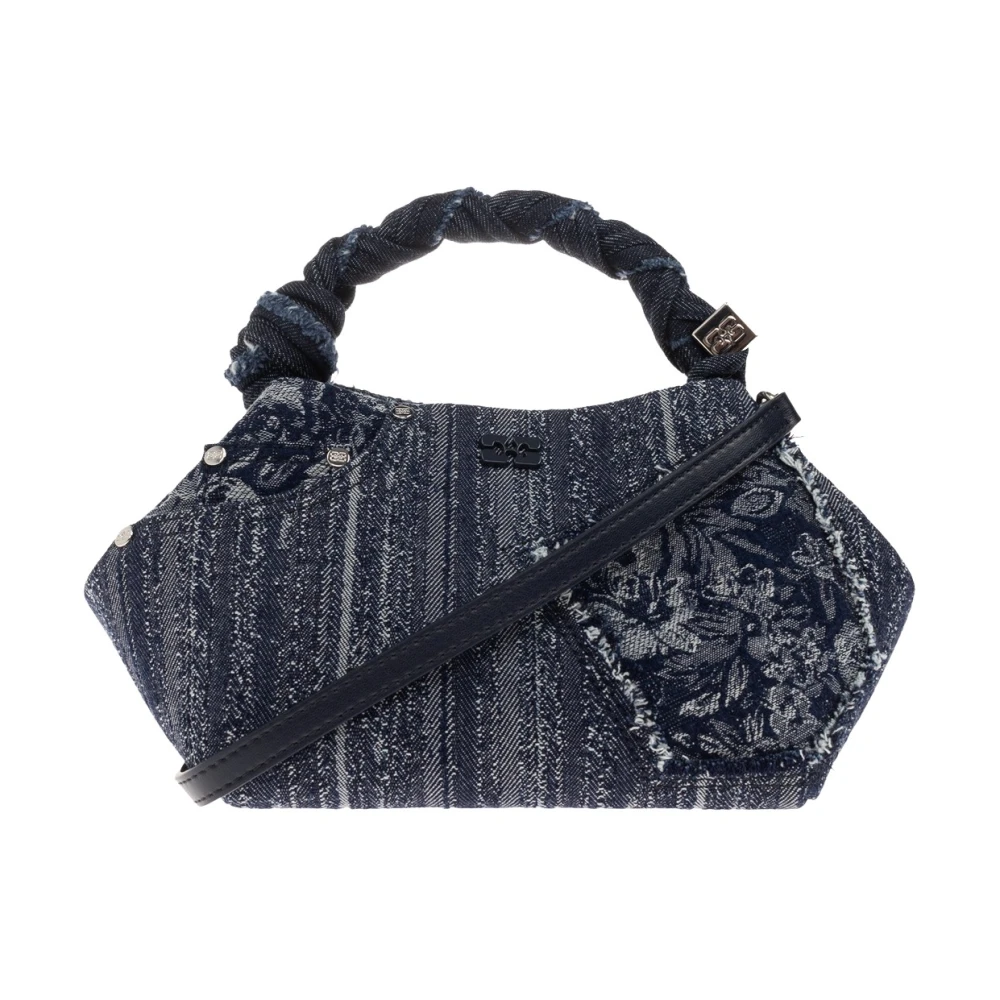 Ganni Donna Navy Small Bou Bag In Denim - Immagine 2