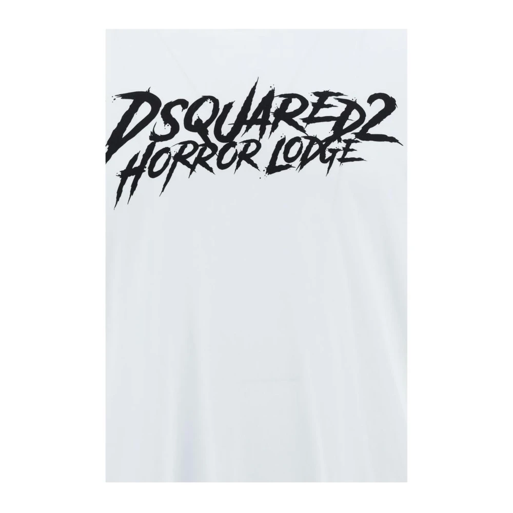 Dsquared2 Monogram Katoenen T-shirt met Geribbelde Hals White Heren